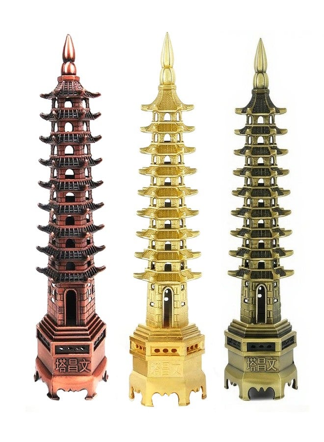 Chiorgone Nine-Tier Wenchang Pagoda Feng Shui Statue - Chinese Tower for Academic Success, Business Prosperity & Home Decor (Antique Bronze) - Image 4